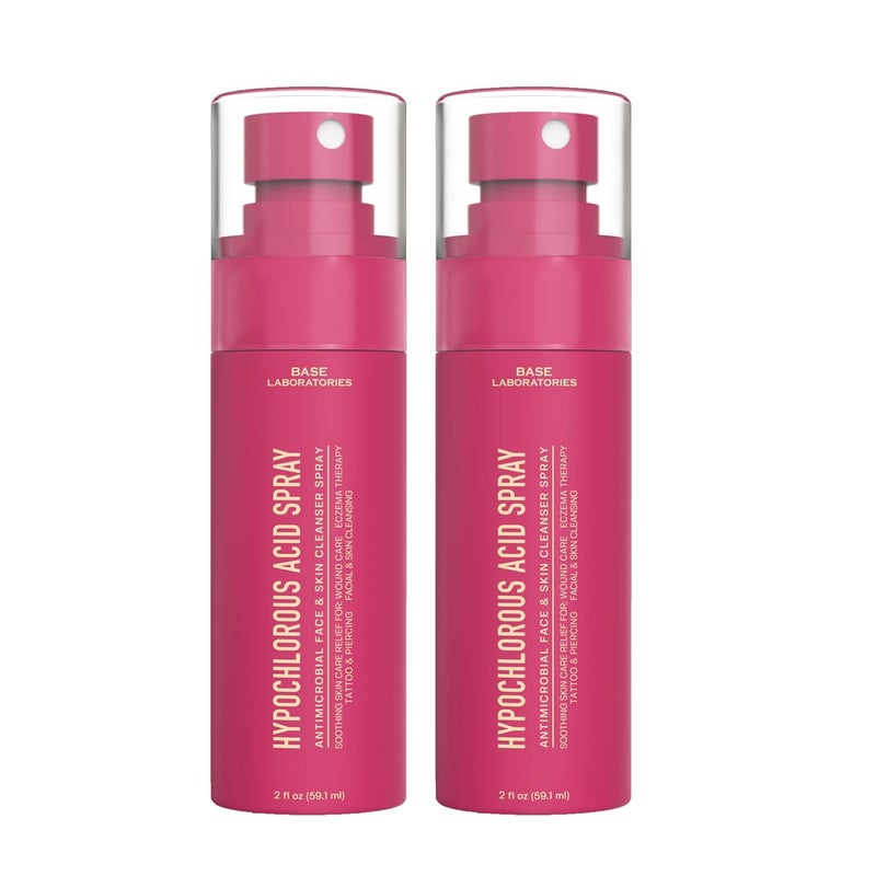 BASE LABORATORIES Hypochlorous Acid Spray for Face & Skin - Travel Size - Facial Toner Spray & Cleaner - Skin Repair Solution helps reduce redness, acne - HOCL Molecule Spray 4oz (2 x 2oz) - 2PK - Image 1
